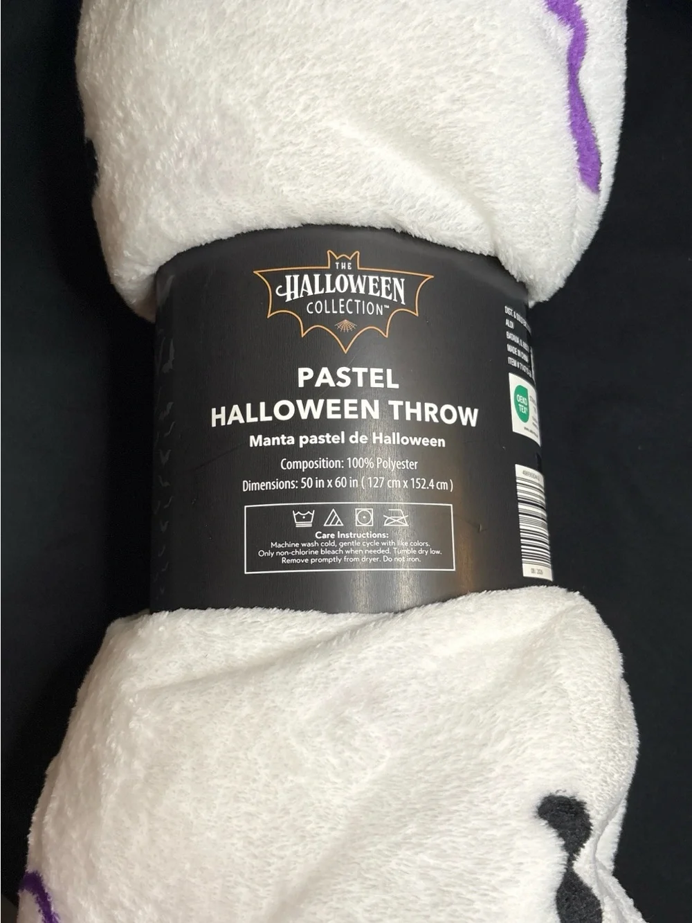 NWT Halloween Throw Blanket Black Cats & Bow